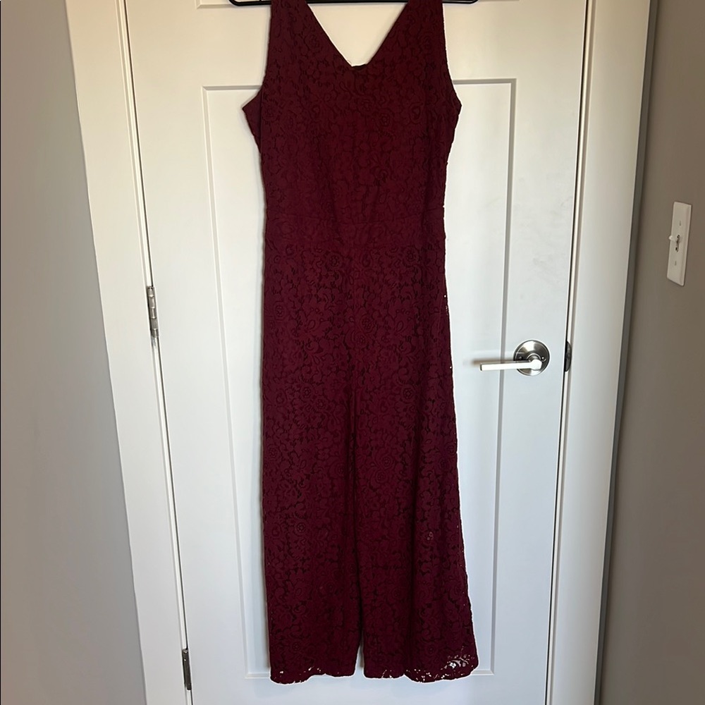 Only Maroon Lace Detail Jumpsuit